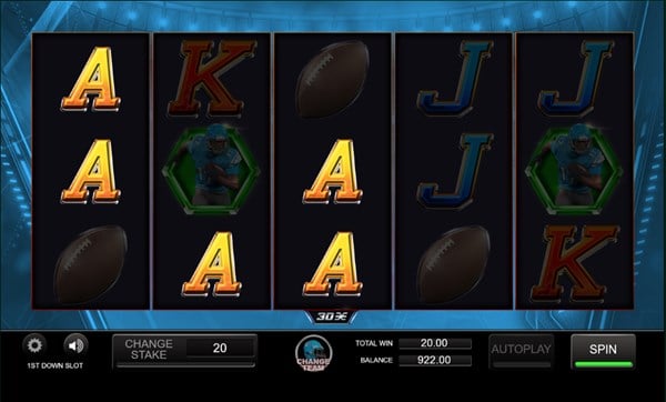 1st down slots win